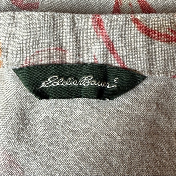 Eddie Bauer Floral A-Line Linen Skirt Large 12 Boho Hippie Tan Red Orange Fall - Picture 6 of 11
